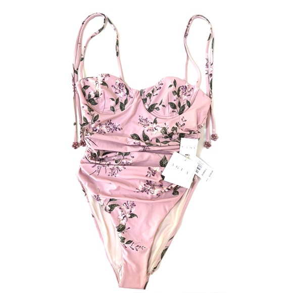 Agua By Agua Bendita Rabano Wisteria One-Piece Ruched Swimsuit - Picture 15 of 16